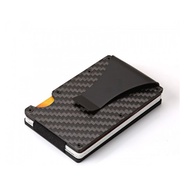 🔥 HOT 🔥 RFID US Ridge Slim Black Carbon Fiber Credit Card Holder Metal Simple Wallet Style