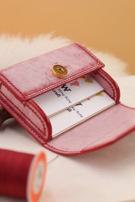 真皮短夾/植鞣革卡夾/信用卡/名片夾/卡片套/紅色/現貨1個