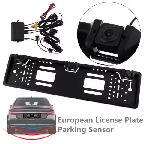 European License Plate Frame Backup Camera Rear View Camera with Reversing Radar System Parking Sens