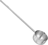 COLLBATH Stainless Steel Asian Soup Spoon - Slotted Drizzle Spoon for Chinese Dishes - Handle Ladle 