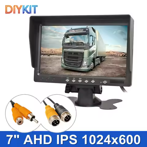 DIYKIT 7inch AHD IPS Car Monitor Rear View Monitor Support 720P 1080P AHD CVBS Camera Sun Hood Visor