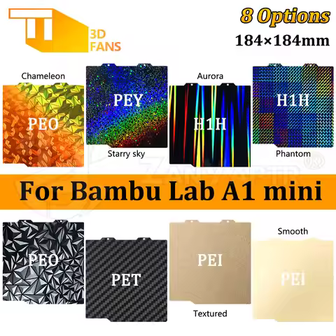For Bambu Lab A1 Mini Build Plate 184x184 Double Sided H1H PEY PEO PET PEI Bed Spring Steel Sheet Pe