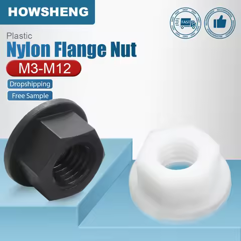 HOWSHENG 10-100pcs Plastic Hexagon Hex Flange Nut M3 M4 M5 M6 M8 M10 M12 Nylon Flange Nuts for Insul