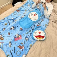 Comfortable Doraemon Blanket Soft Portable Nap Blanket Single Size Cartoon Warm Sleeping Blanket