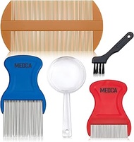 Premium 5 Piece Lice Kit - Nit Removal Fine Tooth Comb and Magnifier Full Treatment Set - BS0765G Li