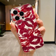 Casing for vivo V70 FE V60 V50 V40 lite V30E  V25 V25E phone case red lips Clear Shockproof Cover