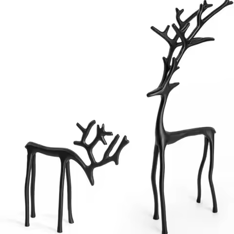 Xmas Black Reindeer Christmas Decoration European-Style Black Deer Sculpture Modern Decorative Reind