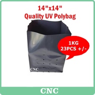 1KG 14x14 Polybag Tebal UV Hitam Polibag Tebal Poly Bag Fertigasi Nursery Plantation Bag Polybeg