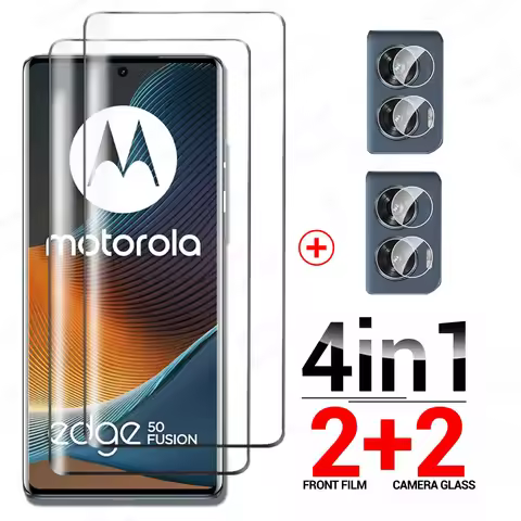 For Motorola Edge 50 Fusion Glass 4in1 Camera Curved Tempered Glass Edge50 Pro Ultra Edge40 Neo 40 M
