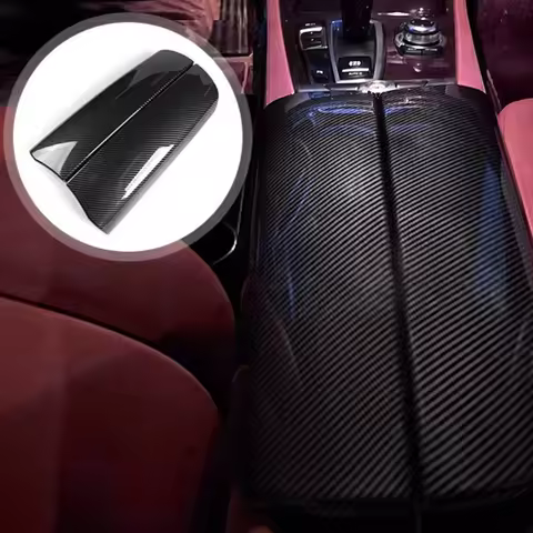 F01 F02 Carbon Fiber Pattern Car Interior Supplies Central Armrest Box Cover Protective Cover for BM