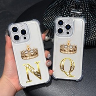 Initial Letter N Q P S Clear Phone Case For Samsung A57 A37 A56 5G A55 A54 A53 A17 A16 A15 A06 A07 A
