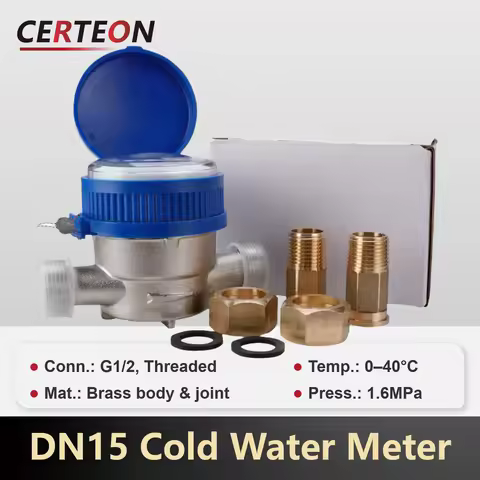 LXSG-13D 1/2" Brass Single Jet Dry Dial Water Meter DN15 Flow 0.03-3m³/h Home Use