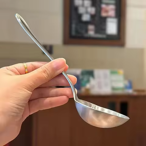 Large Stainless Steel Round Head Buffet Serving Spoon Thicken Kitchen Dinner Dish Soup Rice Western 