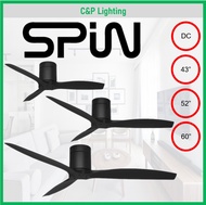 Spin Espada 43" / 52" / 60" Matte Black Designer DC Ceiling Fan with Optional LED