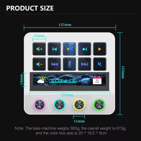 Mirabox N4 Pro Visual Stream Deck, 10-Key Programmable Macro Keyboard, Stream Controler for OBS Twit