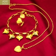 ASIX GOLD 18K Saudi Gold Mga Alahas ng Babae Set 3 in 1 Alahas Set Exquisite Taylor Fashion Bracelet Necklace Ring