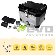 EVO 45L Motorcycle Aluminium Top Box (Silver)