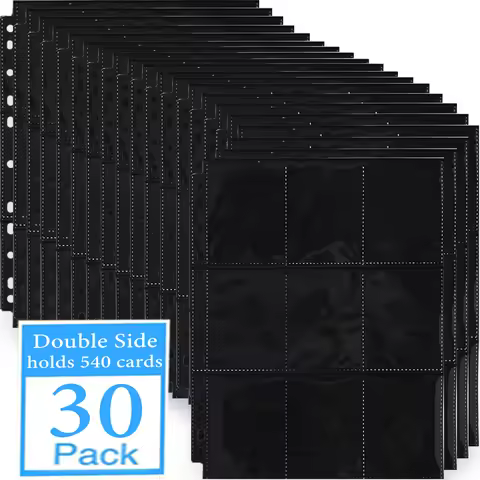 Double Side Black Binder Pages A4 Size 9 Pocket Trading Gaming Card Sleeves Storage Album ID Card Ho