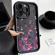 Casing for OPPO F9 F11 A1K R11S R15 Pro Reno 11 5G 6 4G 3 4 5 Find X3 X5 Pro Red Floral F Lowers Geen Leaf Matte Soft Full Protection Shockproof TPU Solid Color Cover Case