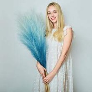 Artificial Plant Faux Pampas Grass Home Decor 150/100/80/60/50/30/20/15/10/5/1pcs 55cm/97cm Blue Gra