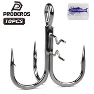 Proberos 10pcs Assist Treble Hook with Spikes Softbait Stinger Claw Bait Holder 1#, 2#, 4#, 1/0#, 2/