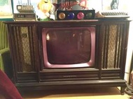 60年代 古董 COLUMBIA 哥倫比亞 早期 巨型 電視 真空管 四腳電視 拉門電視機 古早 復古 大型電視 懷舊
