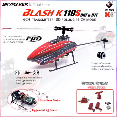 Wltoys XK K110s RC Helicopter BNF 2.4G 6CH 3D 6G System Brushless Motor RC Quadcopter Remote Control