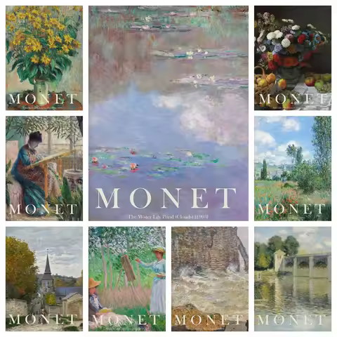 DIY Diamond Art Painting Kit Claude Monet Famous Artist Classic Masterpiece Collection Mosaic Home D
