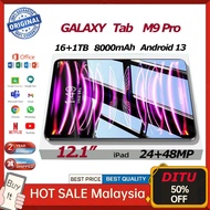 【Malaysia In Stock】Tablet Galaxy Tab M9pro Slim Android PC Wifi 1920*1080P Tab 12"1 inches - 16GB RA