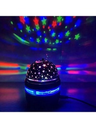 1入組星空投影燈舞蹈旋轉燈（usb供電）-用彩色月亮和星星創造你自己的舞台！