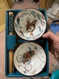 台灣出貨 小鹿碗筷組 抽獎抽到的 尾牙禮物 碗筷