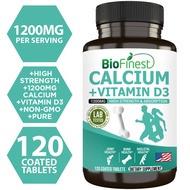 Biofinest Calcium Vitamin D3 Supplement - 1200mg Enhanced Absorption For Teeth Bone Strength Density