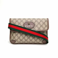 GUCCI NeoVintage虎頭腰包24烏木色PVC金扣肩背包