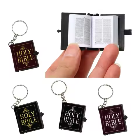Mini Bible Shapes Keychain Small Books Pendant Key Rings Simulated Holy Bible Keyring Ornament Handm