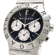 BVLGARICH35S Diagono 運動腕錶，不鏽鋼錶殼，石英機芯，黑色錶盤/銀色錶帶，男款 [二手]