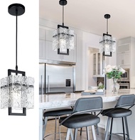 Black Crystal Kitchen Island Lighting Modern Water Ripple Glass Pendant Light Fixtures Elegant Chand