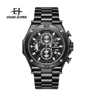 terlaris evans jayden jam tangan pria ej 9839 rantai stainless 10 atm - full hitam