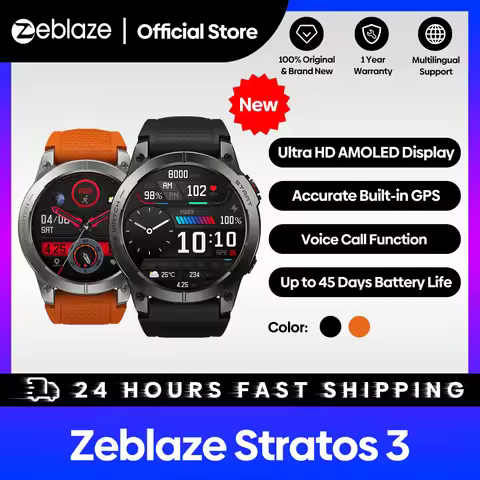 [Flagship 2023] Zeblaze Stratos 3 Premium GPS Smart Watch Ultra HD AMOLED Display Built-in GPS Hi-Fi