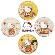 HelloKitty Commemorative Medal Hello Kitty Commemorative 4 Stamps Colorful Gold-Plated Coins Foreign