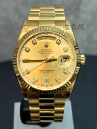 【歷久不衰 經典金錶】92新 ROLEX 勞力士 星期日曆型 DAY-DATE 118238 118238A 香檳面鑽石 總統帶