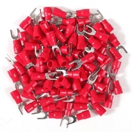 100Pcs 16-14AWG Insulated Terminals Ring Electrical Wire Crimp Connectors-Red
