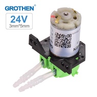 GROTHEN DC 24V Dosing Pump Peristaltic Pump Mini Water Liquid Pump Peristaltic Tube Head Self-Priming Function for Aquarium Lab Chemical Analysis Dosing Additives, L Style 3mmX5mm