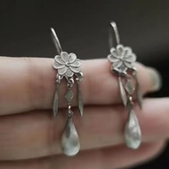 Chinese Style Ethnic Style Begonia Slip Earrings Retro Distressed Feeling Exquisite All-Match High-E