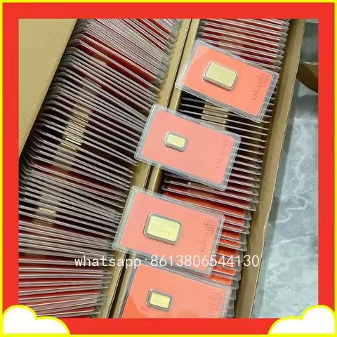 1g\2.5g\10g\20g\1oz\50g Swiss Orange Gold Bars Non-Magnetic Copper Crafts Gold Plated Bar Different 