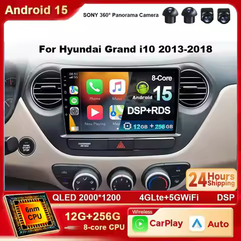 Android15 9" Car Radio For Hyundai Grand i10 i 10 2013 2014 2015 2016 2017 2018 Carplay Auto Multimi