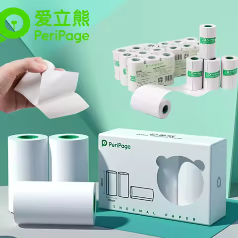 Peripage Official Thermal Paper Label Sticker White Color Keep 10-Years/2Years BPA-Free for 58mm 57m
