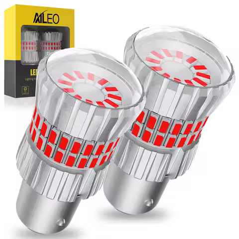 AILEO 2pcs 1157 P21/5W LED BAY15D Stop Brake Red Lights Canbus LED For VW Passat B5 B6 Golf Reverse 