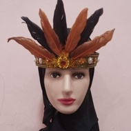 BLACK AND BROWN ETHNIC EMBROIDERED FEATHER CROWN FOR CHILDREN AND ADULTS KIDS CROWN