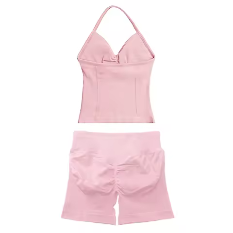 Impact Longline Strappy Top + Shorts With Logoprint 2 Piece Yoga Suit Women Gym Fitness Sportswear I