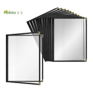 12 Pack Cafe Style Menu Cover A4 Menu Protective Case Double  Edge (Black, 2 Pages/4 Views - 8.5 Inc